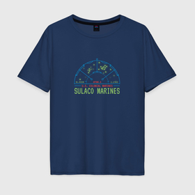 Мужская футболка хлопок Oversize с принтом Alien Sulaco marines radar detector в Белгороде, 100% хлопок | свободный крой, круглый ворот, “спинка” длиннее передней части | Тематика изображения на принте: 