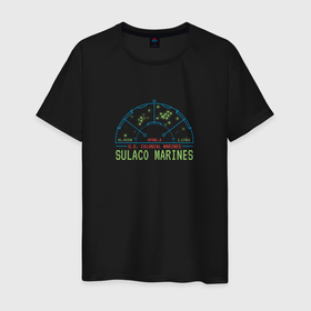 Мужская футболка хлопок с принтом Alien Sulaco marines radar detector , 100% хлопок | прямой крой, круглый вырез горловины, длина до линии бедер, слегка спущенное плечо. | 