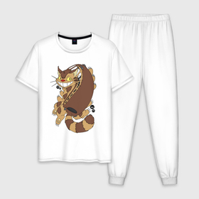 Мужская пижама хлопок с принтом Котобус   catbus в Белгороде, 100% хлопок | брюки и футболка прямого кроя, без карманов, на брюках мягкая резинка на поясе и по низу штанин
 | 