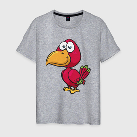 Мужская футболка хлопок с принтом Красная птичка в Екатеринбурге, 100% хлопок | прямой крой, круглый вырез горловины, длина до линии бедер, слегка спущенное плечо. | 
