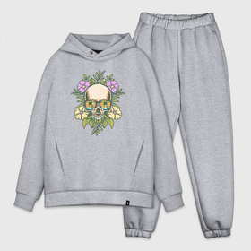 Мужской костюм oversize хлопок с принтом Skull and flowers в Кировске,  |  | 