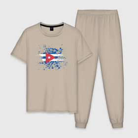 Мужская пижама хлопок с принтом Куба клякса в Курске, 100% хлопок | брюки и футболка прямого кроя, без карманов, на брюках мягкая резинка на поясе и по низу штанин
 | 