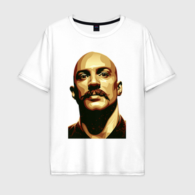 Мужская футболка хлопок Oversize с принтом Бронсон   Том Харди в Екатеринбурге, 100% хлопок | свободный крой, круглый ворот, “спинка” длиннее передней части | 