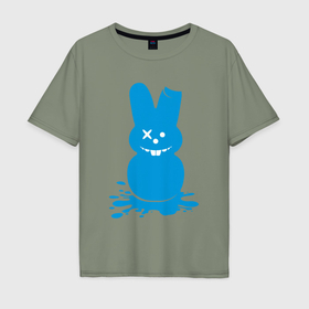 Мужская футболка хлопок Oversize с принтом Blue bunny в Белгороде, 100% хлопок | свободный крой, круглый ворот, “спинка” длиннее передней части | 