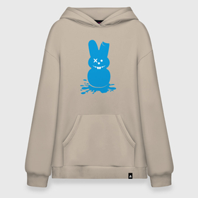 Худи SuperOversize хлопок с принтом Blue bunny в Новосибирске, 70% хлопок, 30% полиэстер, мягкий начес внутри | карман-кенгуру, эластичная резинка на манжетах и по нижней кромке, двухслойный капюшон
 | 