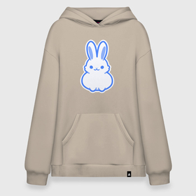 Худи SuperOversize хлопок с принтом White bunny в Санкт-Петербурге, 70% хлопок, 30% полиэстер, мягкий начес внутри | карман-кенгуру, эластичная резинка на манжетах и по нижней кромке, двухслойный капюшон
 | 