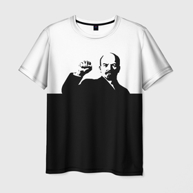 Мужская футболка 3D с принтом Силуэт Владимира Ильича Ленина в Белгороде, 100% полиэфир | прямой крой, круглый вырез горловины, длина до линии бедер | 