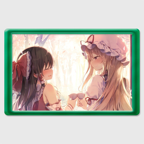 Магнит 45*70 с принтом Touhou Project Рейму Юкари чаепитие в Санкт-Петербурге, Пластик | Размер: 78*52 мм; Размер печати: 70*45 | 