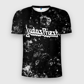 Мужская футболка 3D Slim с принтом Judas Priest black ice в Санкт-Петербурге, 100% полиэстер с улучшенными характеристиками | приталенный силуэт, круглая горловина, широкие плечи, сужается к линии бедра | 