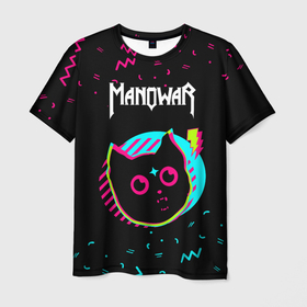 Мужская футболка 3D с принтом Manowar   rock star cat в Белгороде, 100% полиэфир | прямой крой, круглый вырез горловины, длина до линии бедер | 