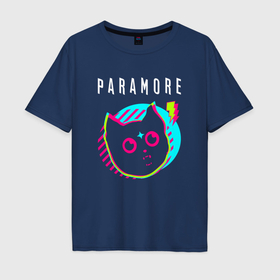 Мужская футболка хлопок Oversize с принтом Paramore rock star cat в Санкт-Петербурге, 100% хлопок | свободный крой, круглый ворот, “спинка” длиннее передней части | Тематика изображения на принте: 