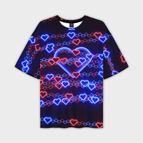 Мужская футболка oversize 3D с принтом Оковы сердца, синяя половинка в Петрозаводске,  |  | 