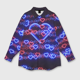 Мужская рубашка oversize 3D с принтом Оковы сердца, синяя половинка в Петрозаводске,  |  | 