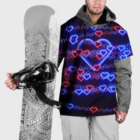 Накидка на куртку 3D с принтом Оковы сердца, синяя половинка в Петрозаводске, 100% полиэстер |  | 