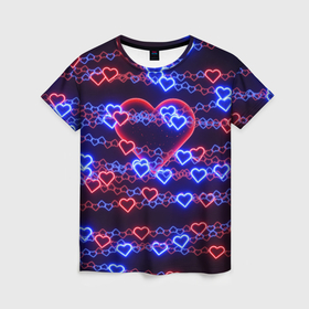 Женская футболка 3D с принтом Оковы сердца, красная половинка в Петрозаводске, 100% полиэфир ( синтетическое хлопкоподобное полотно) | прямой крой, круглый вырез горловины, длина до линии бедер | 