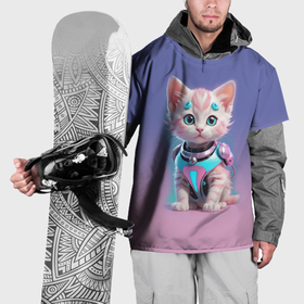 Накидка на куртку 3D с принтом Милый котёнок   киберпанк милашка , 100% полиэстер |  | Тематика изображения на принте: 