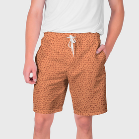 Мужские шорты 3D с принтом Текстура однотонный тёмно персиковый в Новосибирске,  полиэстер 100% | прямой крой, два кармана без застежек по бокам. Мягкая трикотажная резинка на поясе, внутри которой широкие завязки. Длина чуть выше колен | 