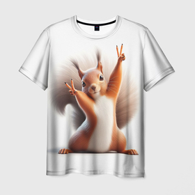 Мужская футболка 3D с принтом Белка forever в Курске, 100% полиэфир | прямой крой, круглый вырез горловины, длина до линии бедер | 