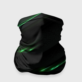 Бандана-труба 3D с принтом Спортивный черно зеленый стиль в Екатеринбурге, 100% полиэстер, ткань с особыми свойствами — Activecool | плотность 150‒180 г/м2; хорошо тянется, но сохраняет форму | 