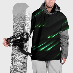 Накидка на куртку 3D с принтом Спортивный черно зеленый стиль в Екатеринбурге, 100% полиэстер |  | 