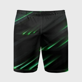 Мужские шорты спортивные с принтом Спортивный черно зеленый стиль в Екатеринбурге,  |  | 