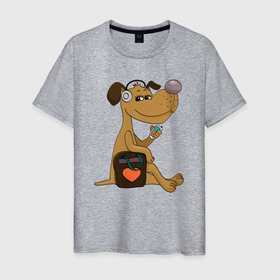 Мужская футболка хлопок с принтом Dog chill в Петрозаводске, 100% хлопок | прямой крой, круглый вырез горловины, длина до линии бедер, слегка спущенное плечо. | 