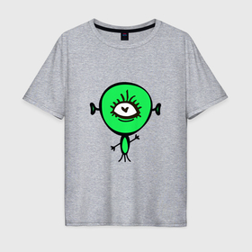 Мужская футболка хлопок Oversize с принтом Веселый инопланетянин , 100% хлопок | свободный крой, круглый ворот, “спинка” длиннее передней части | 