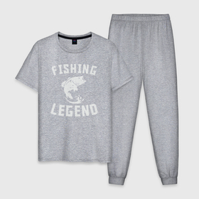 Мужская пижама хлопок с принтом Легенда рыбалки в Тюмени, 100% хлопок | брюки и футболка прямого кроя, без карманов, на брюках мягкая резинка на поясе и по низу штанин
 | 