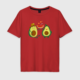 Мужская футболка хлопок Oversize с принтом Парочка авокадо , 100% хлопок | свободный крой, круглый ворот, “спинка” длиннее передней части | Тематика изображения на принте: 