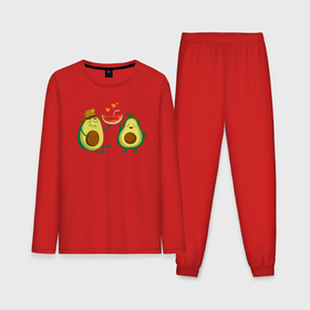 Мужская пижама с лонгсливом хлопок с принтом Парочка авокадо в Тюмени,  |  | Тематика изображения на принте: 