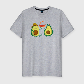 Мужская футболка хлопок Slim с принтом Парочка авокадо в Тюмени, 92% хлопок, 8% лайкра | приталенный силуэт, круглый вырез ворота, длина до линии бедра, короткий рукав | Тематика изображения на принте: 