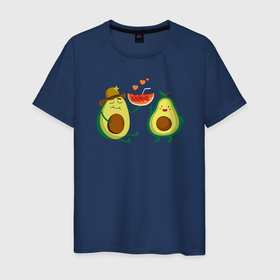 Мужская футболка хлопок с принтом Парочка авокадо , 100% хлопок | прямой крой, круглый вырез горловины, длина до линии бедер, слегка спущенное плечо. | Тематика изображения на принте: 