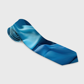Галстук 3D с принтом Синие волны из материи абстракция в Санкт-Петербурге, 100% полиэстер | Длина 148 см; Плотность 150-180 г/м2 | Тематика изображения на принте: 