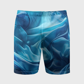 Мужские шорты спортивные с принтом Синие волны из материи абстракция в Курске,  |  | Тематика изображения на принте: 