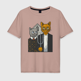 Мужская футболка хлопок Oversize с принтом Американская котика в Тюмени, 100% хлопок | свободный крой, круглый ворот, “спинка” длиннее передней части | 