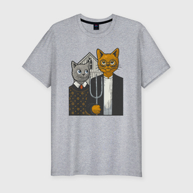 Мужская футболка хлопок Slim с принтом Американская котика в Тюмени, 92% хлопок, 8% лайкра | приталенный силуэт, круглый вырез ворота, длина до линии бедра, короткий рукав | 