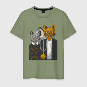 Мужская футболка хлопок с принтом Американская котика в Петрозаводске, 100% хлопок | прямой крой, круглый вырез горловины, длина до линии бедер, слегка спущенное плечо. | 