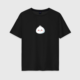 Женская футболка хлопок Oversize с принтом Недовольный пельмешек в Курске, 100% хлопок | свободный крой, круглый ворот, спущенный рукав, длина до линии бедер
 | 