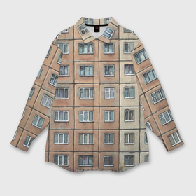 Мужская рубашка oversize 3D с принтом Хрущевка в Курске,  |  | Тематика изображения на принте: 