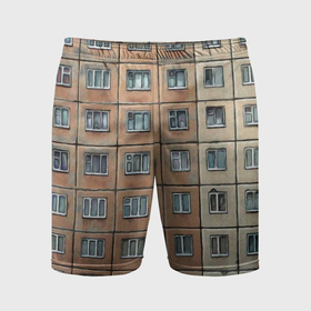 Мужские шорты спортивные с принтом Хрущевка в Курске,  |  | Тематика изображения на принте: 