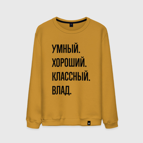 Мужской свитшот хлопок с принтом Умный, хороший и классный Влад в Белгороде, 100% хлопок |  | 