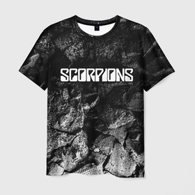 Мужская футболка 3D с принтом Scorpions black graphite , 100% полиэфир | прямой крой, круглый вырез горловины, длина до линии бедер | Тематика изображения на принте: 