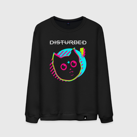 Мужской свитшот хлопок с принтом Disturbed rock star cat , 100% хлопок |  | Тематика изображения на принте: 