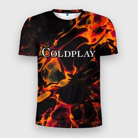Мужская футболка 3D Slim с принтом Coldplay red lava в Кировске, 100% полиэстер с улучшенными характеристиками | приталенный силуэт, круглая горловина, широкие плечи, сужается к линии бедра | Тематика изображения на принте: 