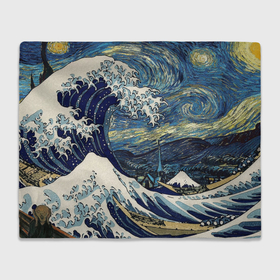 Плед 3D с принтом Большая волна в Канагаве   Ван Гог в Тюмени, 100% полиэстер | закругленные углы, все края обработаны. Ткань не мнется и не растягивается | Тематика изображения на принте: 