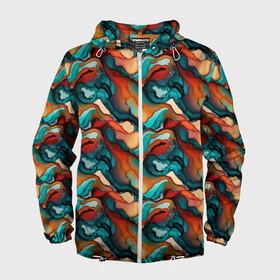 Мужская ветровка 3D с принтом Абстрактная картинка с цветными волнами в Санкт-Петербурге, 100% полиэстер | подол и капюшон оформлены резинкой с фиксаторами, два кармана без застежек по бокам, один потайной карман на груди | 