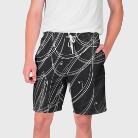 Мужские шорты 3D с принтом Черно белые завитки в Тюмени,  полиэстер 100% | прямой крой, два кармана без застежек по бокам. Мягкая трикотажная резинка на поясе, внутри которой широкие завязки. Длина чуть выше колен | 