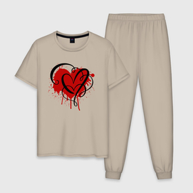 Мужская пижама хлопок с принтом Сердце знак бесконечность в Курске, 100% хлопок | брюки и футболка прямого кроя, без карманов, на брюках мягкая резинка на поясе и по низу штанин
 | 