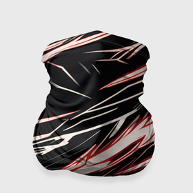 Бандана-труба 3D с принтом Красные и белые полосы на чёрном фоне в Екатеринбурге, 100% полиэстер, ткань с особыми свойствами — Activecool | плотность 150‒180 г/м2; хорошо тянется, но сохраняет форму | 
