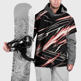 Накидка на куртку 3D с принтом Красные и белые полосы на чёрном фоне в Екатеринбурге, 100% полиэстер |  | Тематика изображения на принте: 